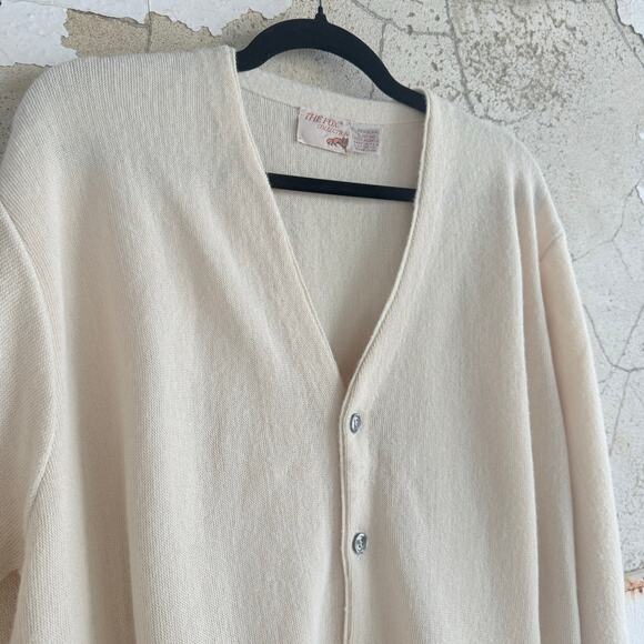 Vtg 70s Cardigan Sweater Preppy Grandpacore USA Made Button Front Knit Mens L - Picture 4 of 8